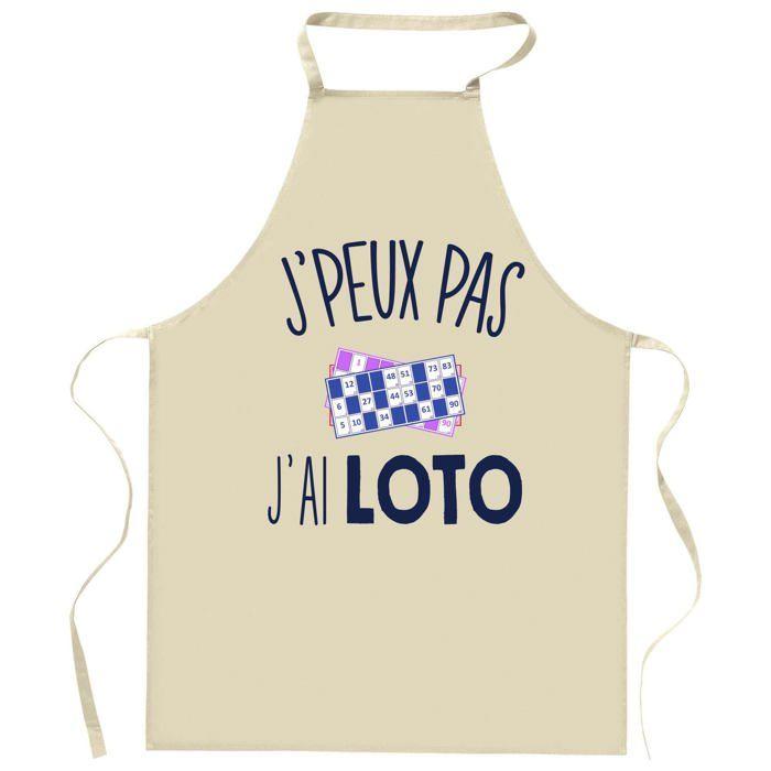 Tablier de cuisine - Planetee 'Loto J'peux pas' - Motif loto - Coton épais - Impression France