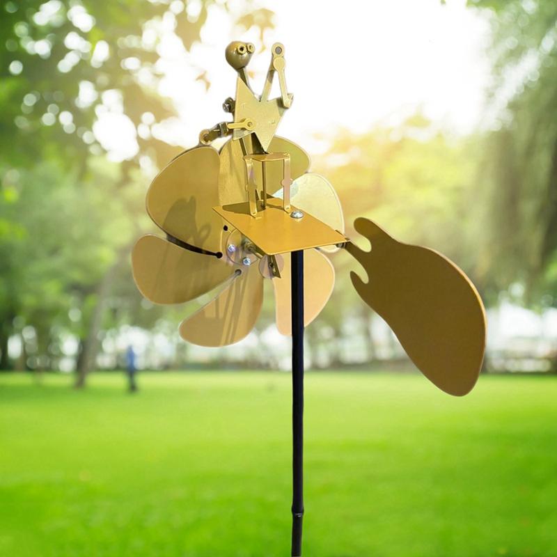 Creative Garden Wind Power Drummer Windmill Musical Instruments Decor