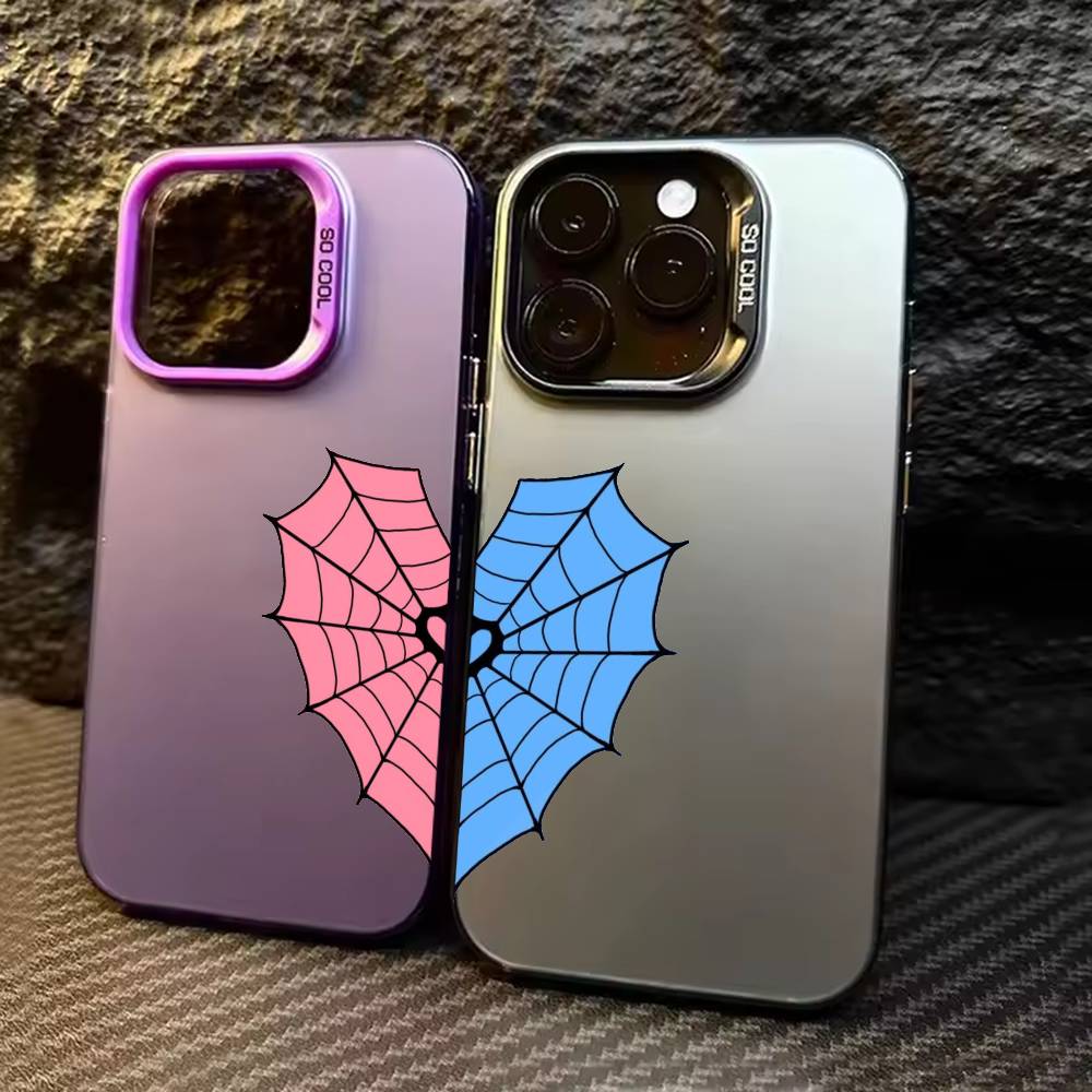 Red and Blue Couple Wallpapers Phone Case For iPhone 17,16,15,14,13,12,11,Pro Max,Plus Candy Silver Cover