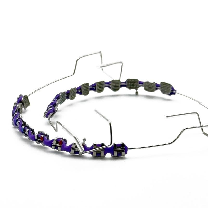 

1 пара цветных брекетов стоматологические накладные брекеты с крючком временное украшение зубов с металлическими дугами лигатура для брекетов фиолетовый