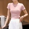 Girls High-waisted Short T-shirt Summer New Slim Thin Small People with Short-sleeved Tops
