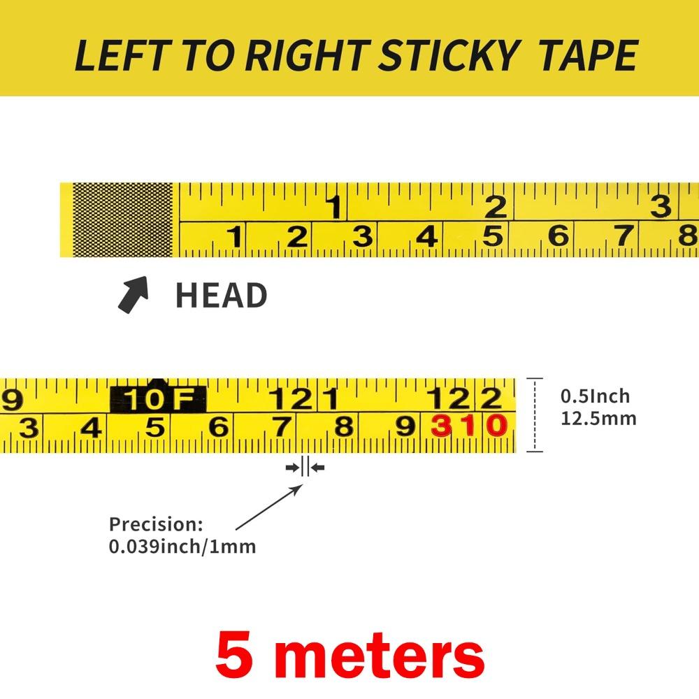 Durable Self-Adhesive Measuring Tape Imperial and Metric Scales Steel Metal Tape Measure Left-Right Reading Ruler Drafting