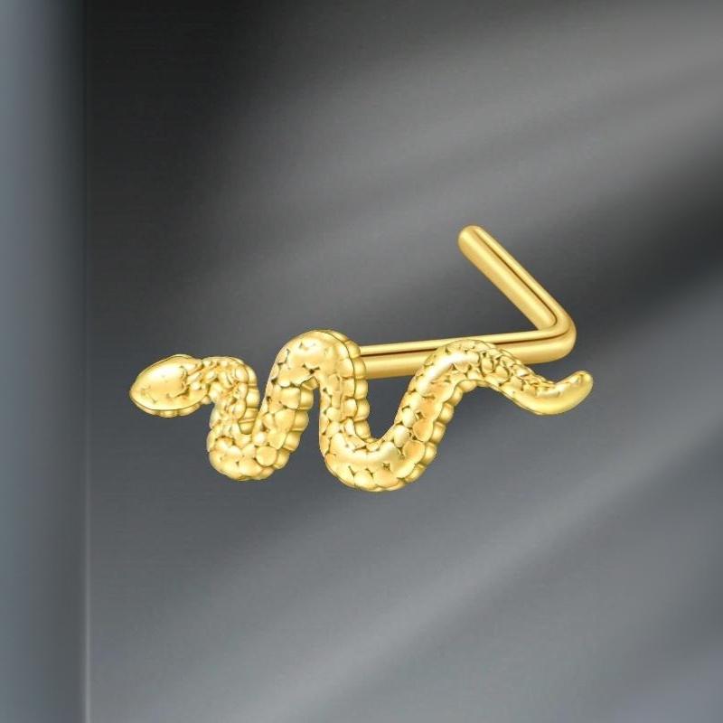 G23 Titanium L Shaped Nose Studs Hypoallergenic Gold Silver Plated Ultra-light Piercing Jewelry for All Day Comfort Wear