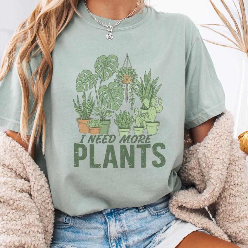 I Need More Plants Shirt, Plant Lover Tee, Unisex Comfort Colors, Monstera Graphic T Shirt, Plant Mom Gift, Gardening Shirt, Cottagecore Tee