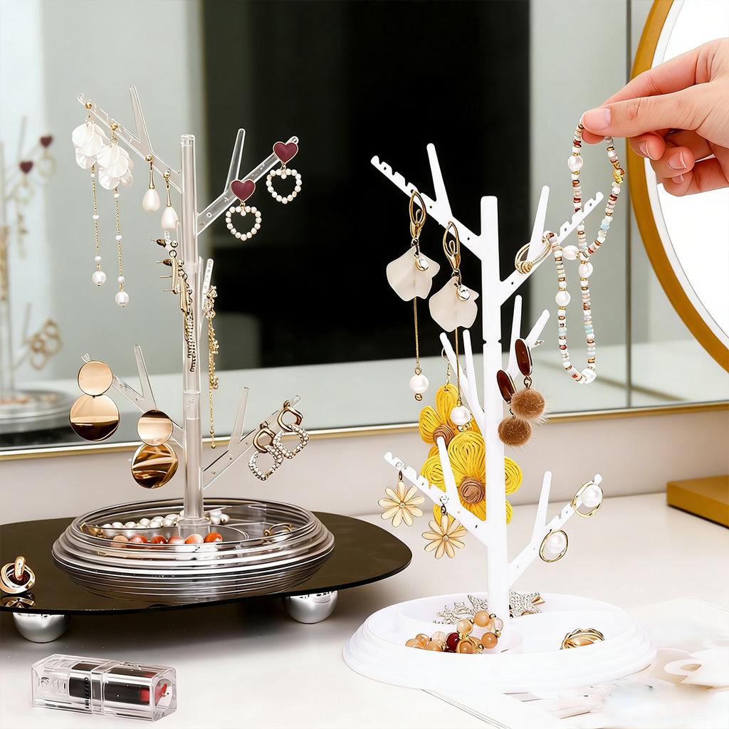 1pc Detachable Jewelry Storage Rack Plastic Creative Tree Shaped Decoration Hanging Necklace Bracelet Ring Earring Organizer