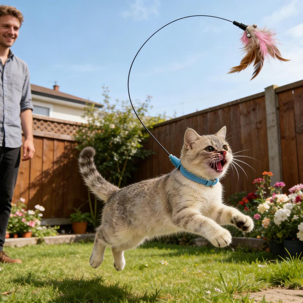 Latest Popular Feathers Plaything With Collar For Cat Teaser Self-Entertainment Cat Plaything Neck Collar Feathers Bell Cat Toy Pet Supplies