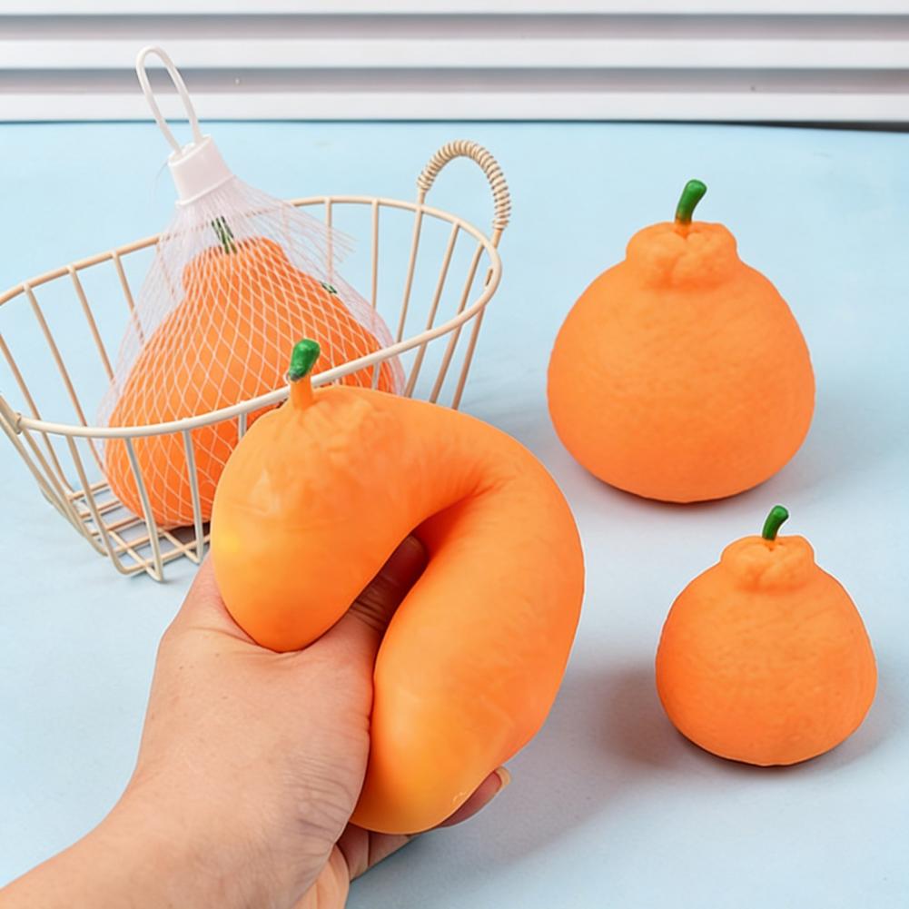 Squeezable Stress Ball 1/2/3 Pcs Orange Squeeze Toy Set Stress Relief Dekopon Tangerine Fidget Toys Mesh Bag Simulation Fruit