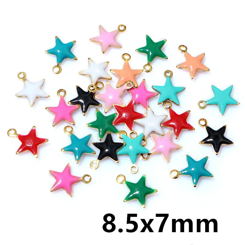 20pcs Random Mix Cute Stainless Steel Enamel Charms Pendant Fish Starfish Flower Evil Eyes DIY Jewelry Making Accessories