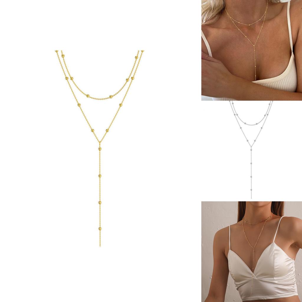 European Style Multilayer Gold Tone Necklace With Pendant For Women