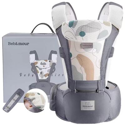 Bebamour Baby Carrier Hip Seat Lightweight Breathable Mesh Baby Carrier Facial Carry Piggyback 6way Waist Carry Comfortable [Baby Amour] (Gray)