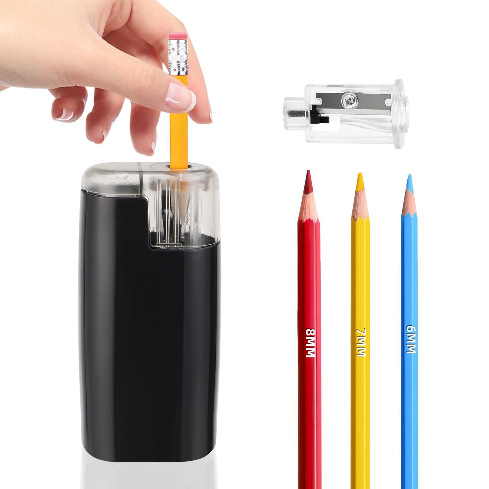 

TYS Mini Electric Pencil and Easy to Use Sharpener, Battery-Operated, Compact, Pocket-Sized, Lightweight, Portable, (Black) чёрный