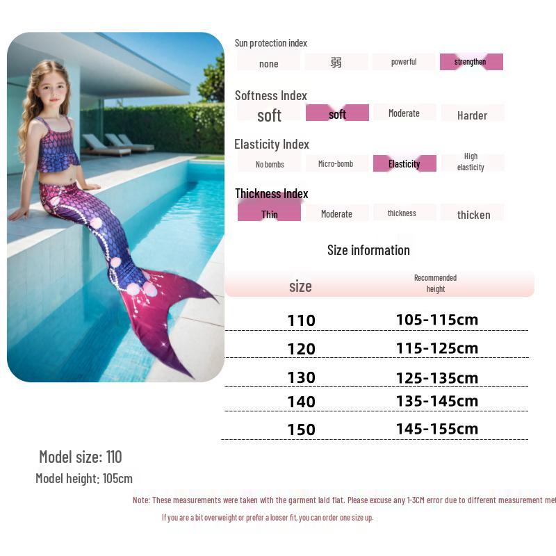 Girls' Mermaid Gradient Two-Piece Swimsuit Party Costume