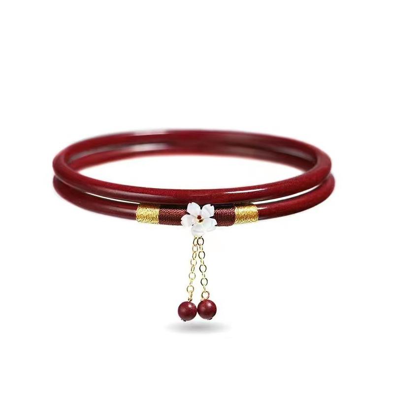 Kreative zinnoberrote Armreifen Luxus-Armreifen für Frauen Jade-Armband Trendy Blumen-Charme Nationaler Stil Chinesischer Stil Schmuck