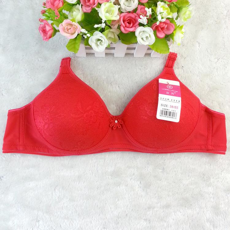 

мода Мягкий и удобный пожилой бюстгальтер с двумя пуговицами мягкий маленький чашечка пряжка нижнее белье 75B красный