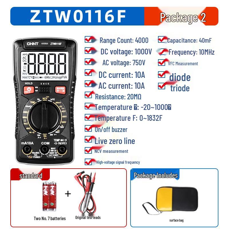 Chint High Precision Digital Multimeter: Anti-Burn, Portable, Multifunctional Tool for Electricians and Smart Watch Repair