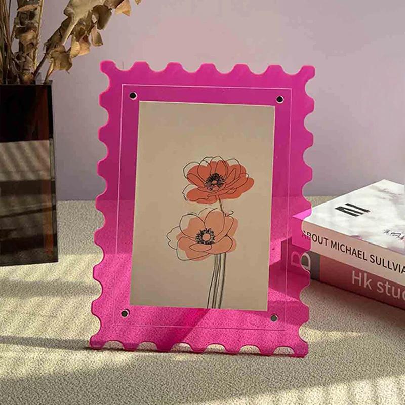 7inch Acrylic Picture Frame Colorful Postcard Display Stand with Wave Pattern Fashion Nordic Style Photo Frame Desktop Decor