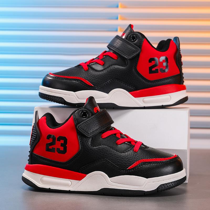 Boys' High-Top Leather Basketball Shoes - 2025 Winter Collection for Primary & Older Students