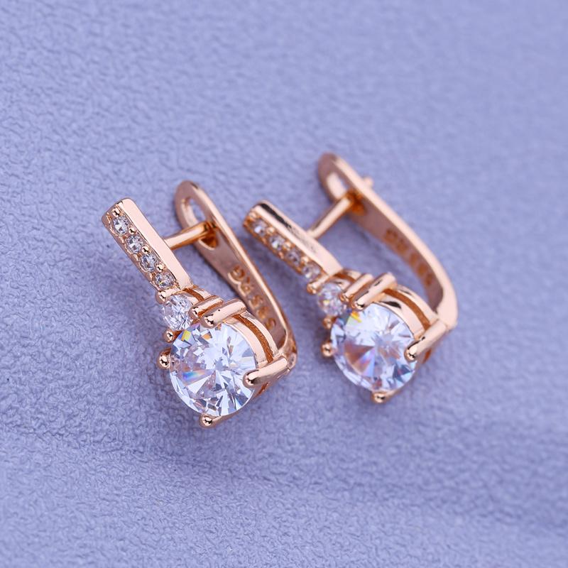 MINTHA Clip Earrings Trendy Rose Gold Color Wedding Daily Fashion Jewelry Cubic Zirconia Earrings For Women Bridal Round Earrings
