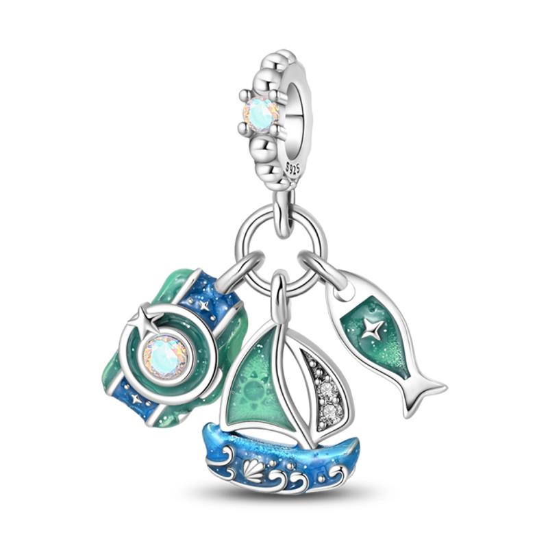 Funny Copper Metal Sail Beach Plane Mojito Sunbathing Holiday Diary Charm Bead Components Bead Components Compatible With Pan Authentic Original