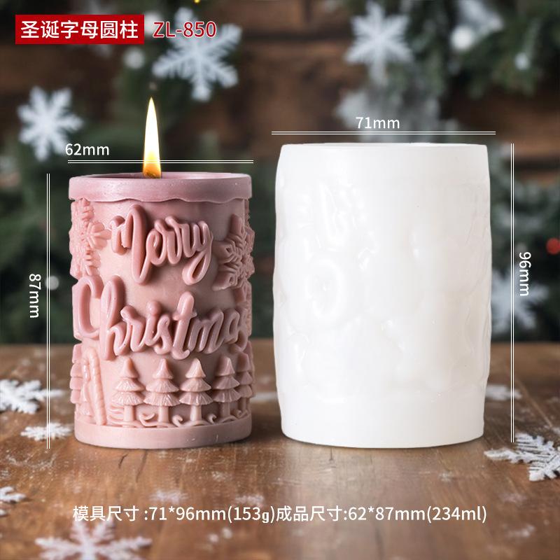 Christmas Tree Relief Cylindrical Candle Silicone Mold Christmas Gift Box Cylindrical Reindeer Aromatherapy Wax Gypsum Mould
