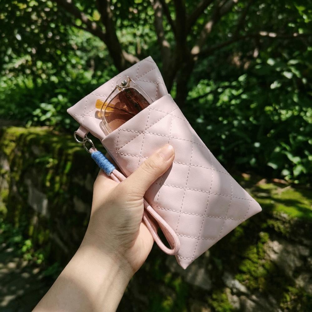 Double-layer Glasses Bag Grid Pattern Sunglasses Case Sunglasses Storage Bag Eyewear Accessories
