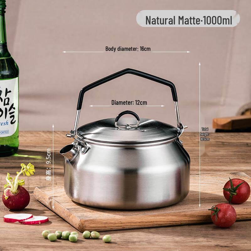 304 Stainless Steel Outdoor Camping Kettle 1L