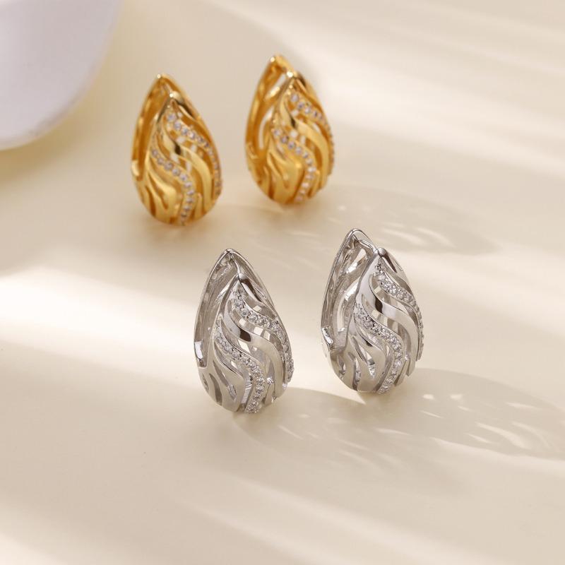 Retro earrings court style double-layer water drop shape niche high-end stud earrings women's earrings jewelry
