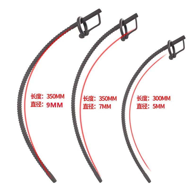 Soft Silicone Urethral Catheter Urethra Dilator Hollow Urethral Plug Probe Tube Threaded Extended Horse Eye Masturbator for Men