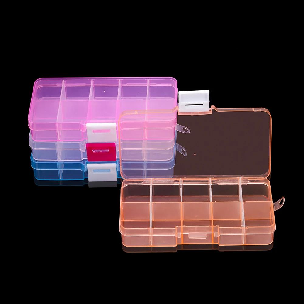 5pcs Plastic Rectangle Slot Adjustable Jewelry Necklace Storage Box Case Holder Craft Organizer Beads Jewelry Container