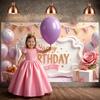 Princess Birthday Display Gift Box Design Pink Party Backdrop Royal Celebration Background Purple Balloon Birthday Decor Banner