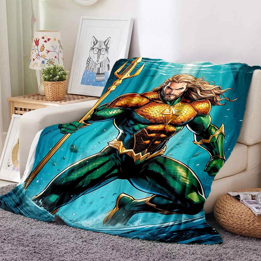 1 manta de franela suave, cálida y acogedora de Aquaman con tridente para sofá, cama, oficina y viajes, versátil, regalo para todas las estaciones, regalo de Navidad