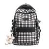 Schoolbag new high-value Japanese ins fresh and sweet plaid contrasting color splicing backpack junior high school students lightweight backpack
