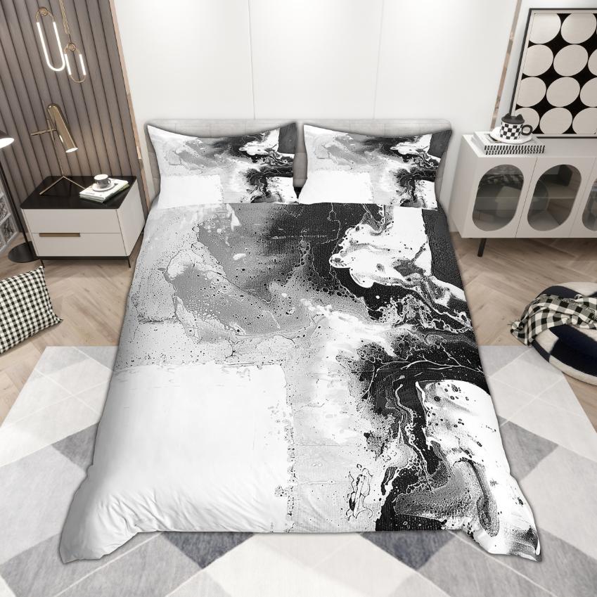 Homewish Modern Abstrakt Påslakanset 2 st/3 st, Akvarell Ombre Sängkläder, Oljemålningsestetik Täcke Set
