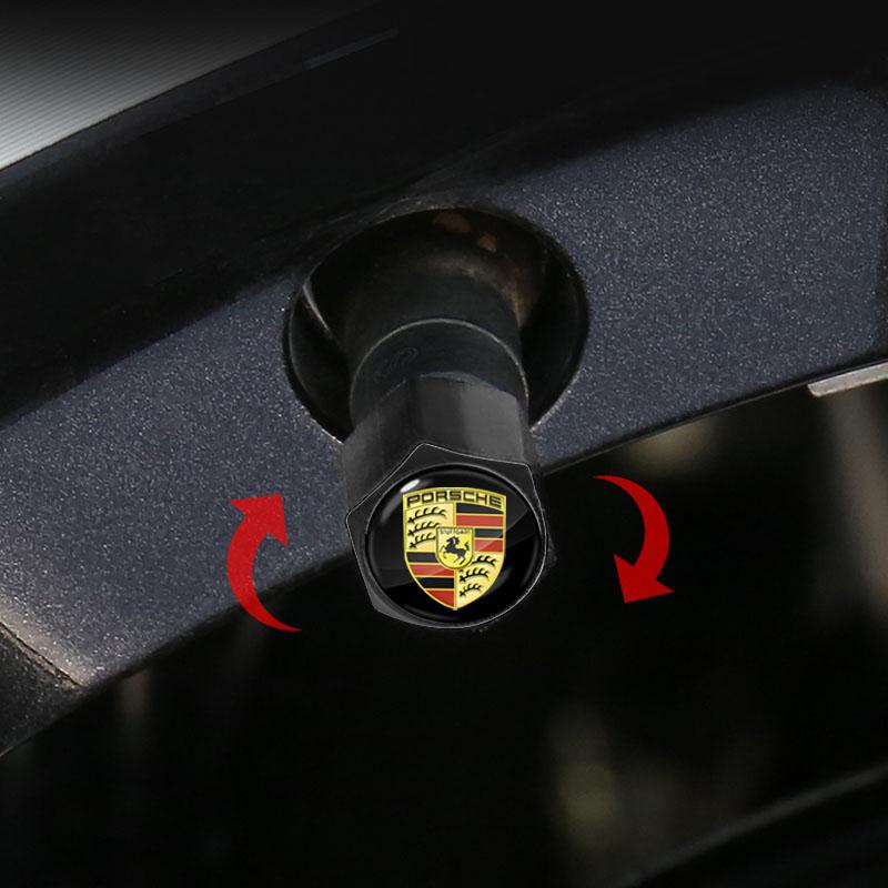 Car Wheel Tire Air Valve Caps with Keychain Accessories For Porsche Cayenne Panamera Macan Boxster 911 Carrera-GT 928 944 968