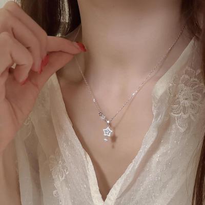 S925 Sterling Silver Diamond Star Necklace - Elegant, Versatile Fashion Clavicle Chain for Women