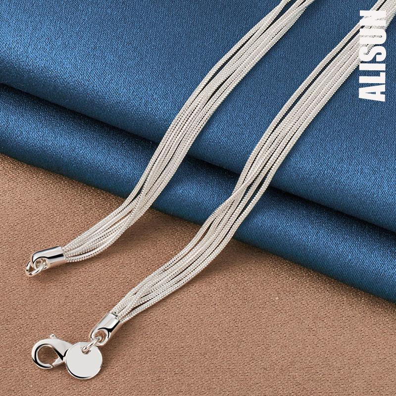925 Sterling Silver Five Snake Chain Starfish Necklace Fashionable Wedding Jewelry