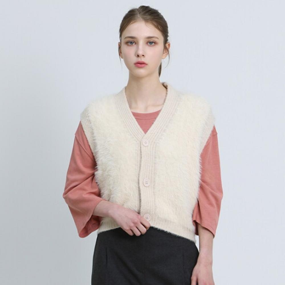 Ozoc Hairy Knit Open Vest