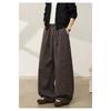 Mens Loose Retro Casual Drooping Straight Long Imitation Wool Trousers
