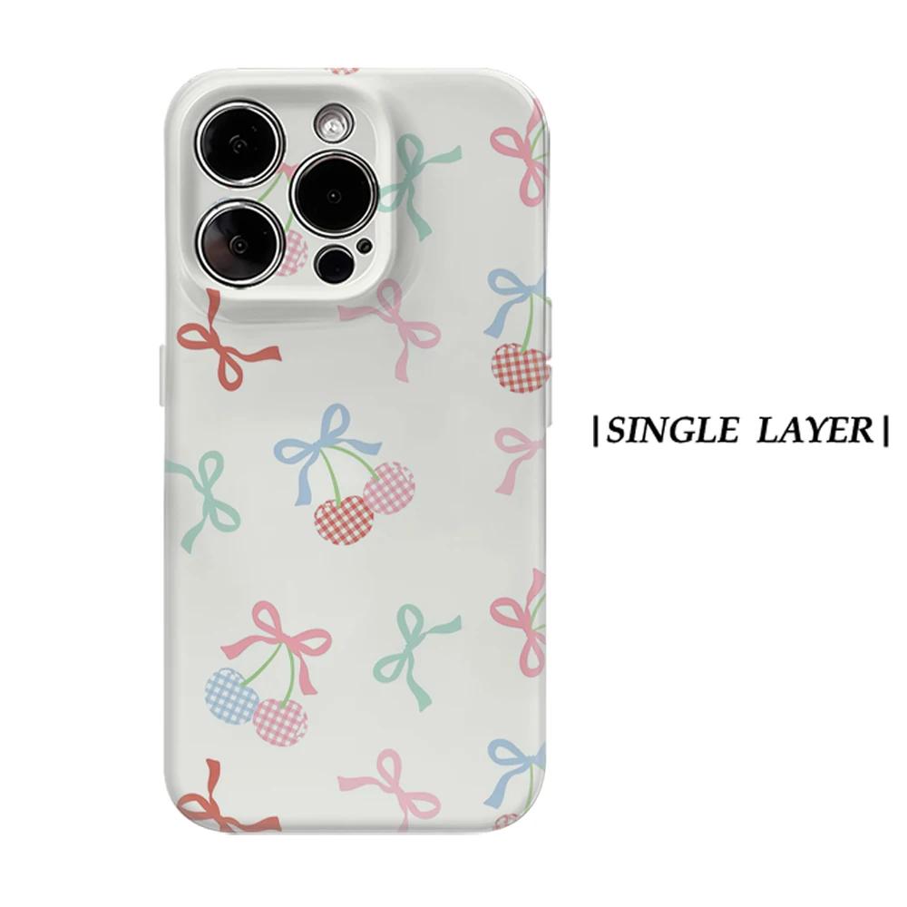 

Cherry Ribbon Phone Case for IPhone 17 16 15 14 13 Pro Max Plus for Magnetic Single Double-layer Tough Case IPHONE14PRO
