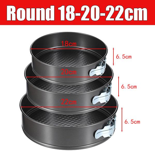 3Pcs Springform Pan Set Round Square & Heart Shaped Leakproof Cake Pans with Removable Bottom Nonstick Carbon Steel Cake Tin