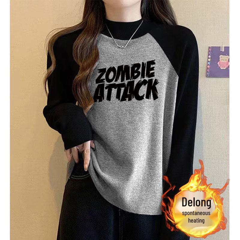 

Женская велюровая футболка с длинным рукавом реглан, облегающего кроя, с цветными блоками и воротником-стойкой 3XL (72.5-80kg)