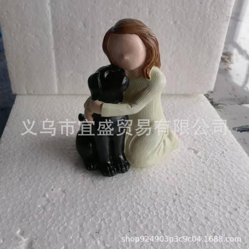 Cartoon Resin Dog Hug Figurine Home Decor Gift Pet Lovers