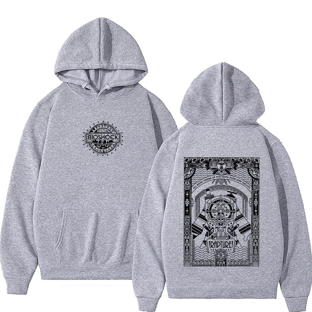 Classic Shooting Game Bioshock Merch Hoodie Unisex Gothic Oversized Pullover Hoodies Male Fashion Casual Fleece Sweatshirt