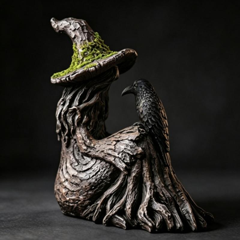 Dark Home Halloween Accent Bird Figure Crafted Display Piece for Shelf Entry Console Hall Table Styling Indoor Home
