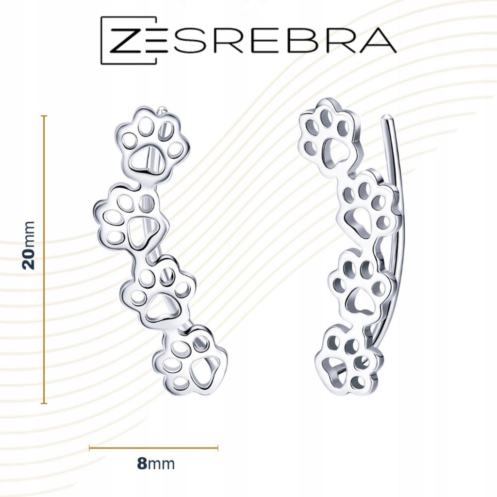 Delicate S925 Earrings With Dog And Cat Paw Prints, Animal