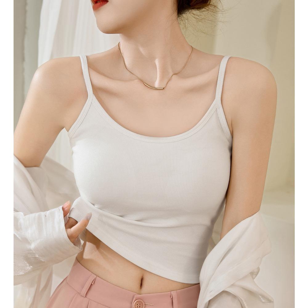 Summer Women with Bra Pads Inside The Poly Poly Thickening Show Bust Large Bra One Halter Vest