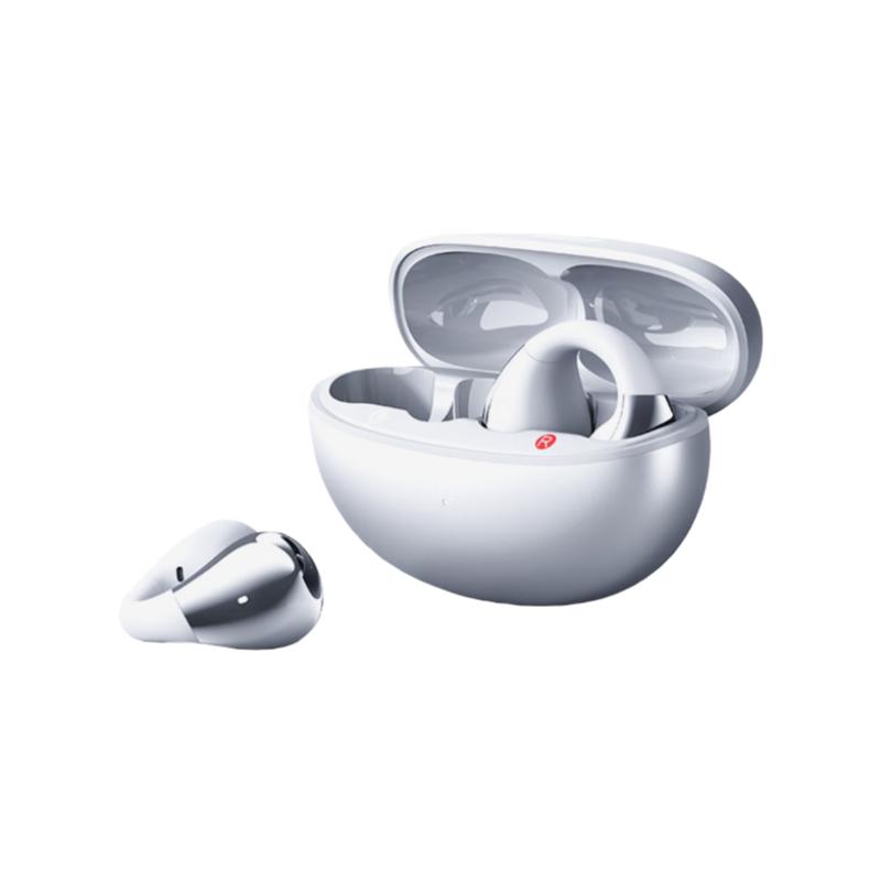 QCY Ear Clip Headphones, Open-Ear Wireless Bluetooth Earphones, With Long Battery Life, Silver Color, Type-C Charging