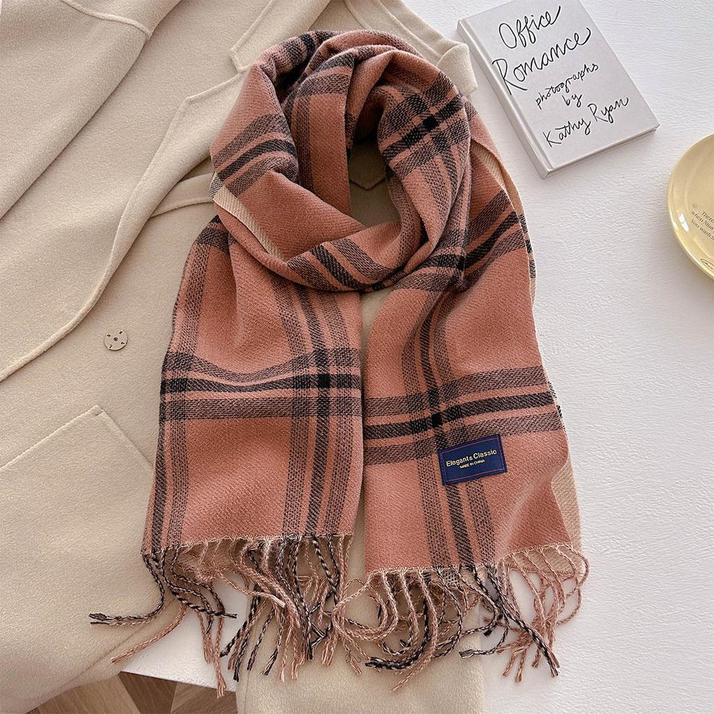 Autumn New Style Imitation Cashmere Simple Striped Scarf Fashionable Warm Couple Student Scarf Thickened Shawl