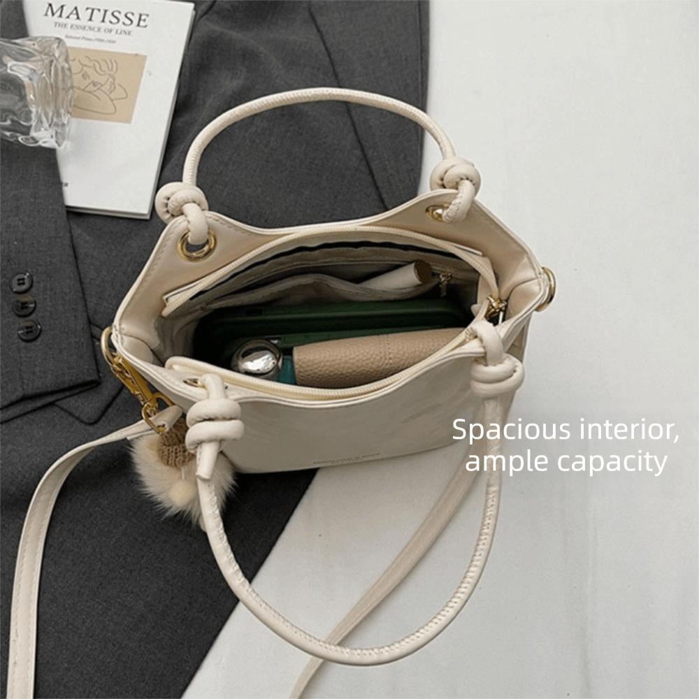Small Square PU Leather Shoulder Bag for Women Sweet Style Solid Color Zipper Handbag