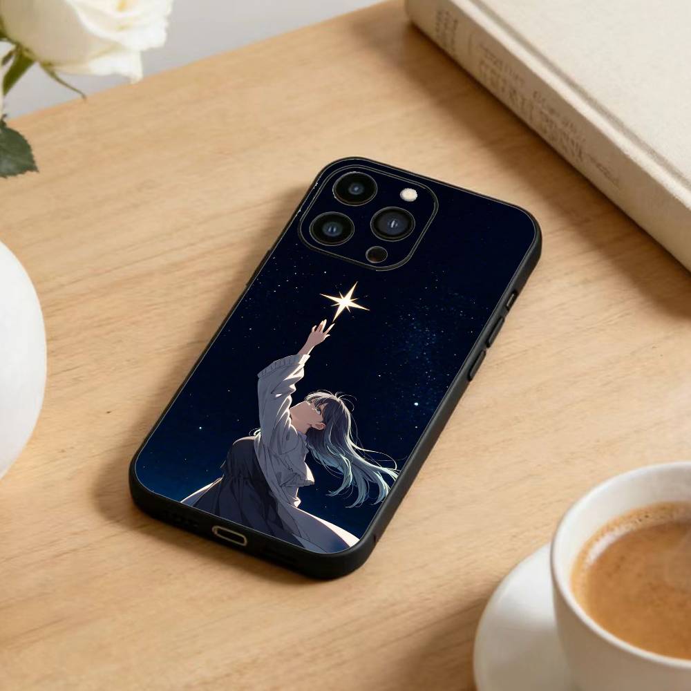 Anime Oshi-no Ko Phone Case For iPhone17,16,15,14,13,12 Plus,Max Soft Silicone Black Cover